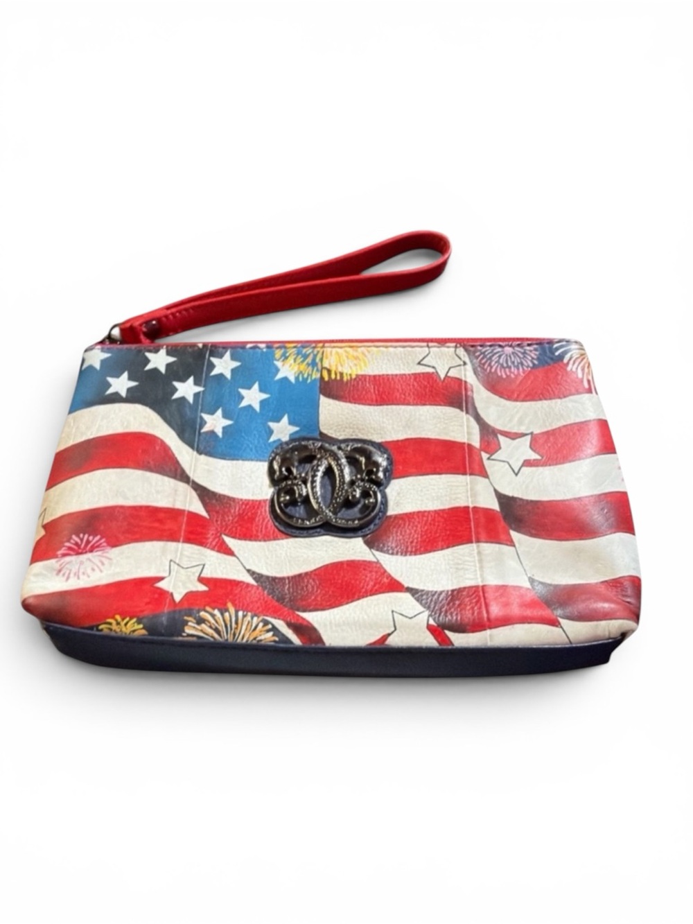 Sharif Red, White & Blue American Flag Wristlet Clutch